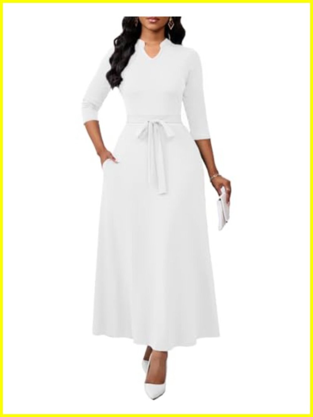 Women's Maxi Dress Semi Formal 3/4 Sleeve A-Line with Pockets